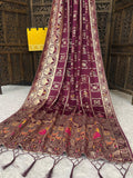 Maharani Vaibhavi Heritage Paithani Saree with Royal Motif Weaving - WINE