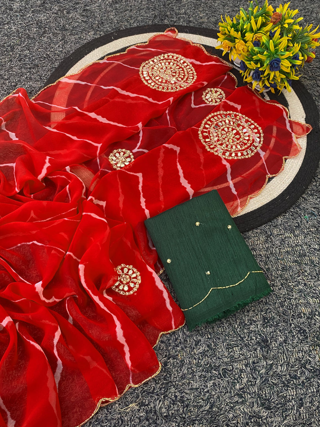 Wedding Special Red Georgette Saree with Designer C-Pallu-RED