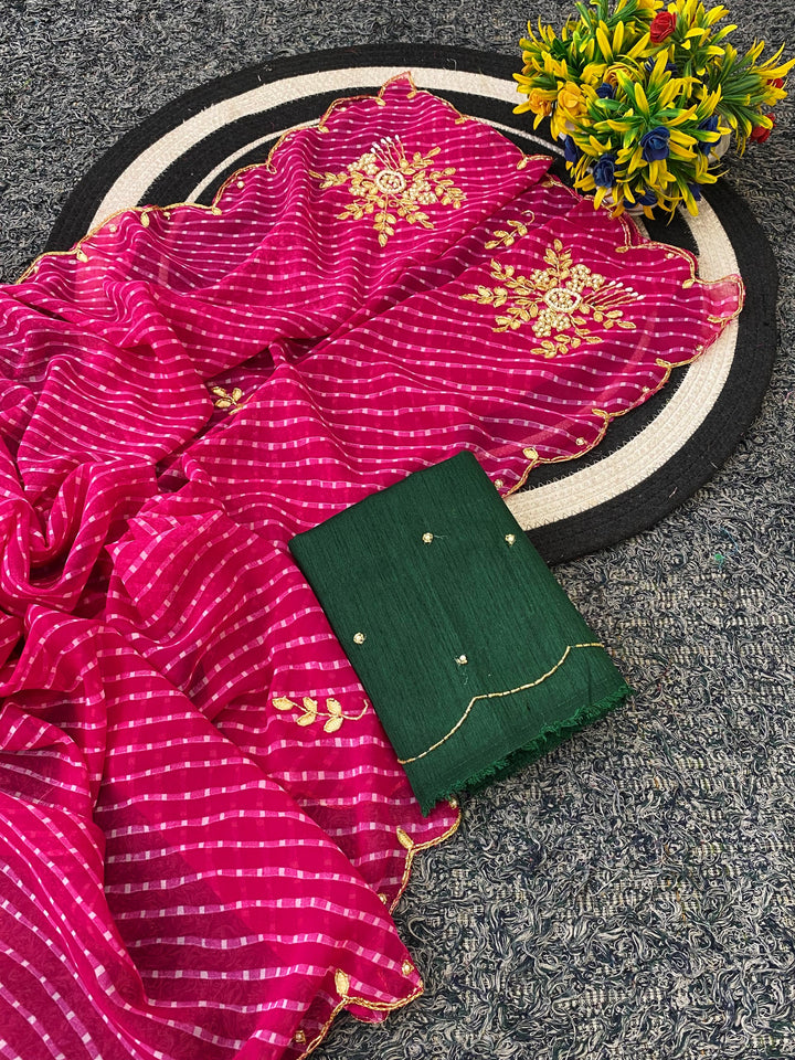Festive Georgette Leheriya Saree - PINK