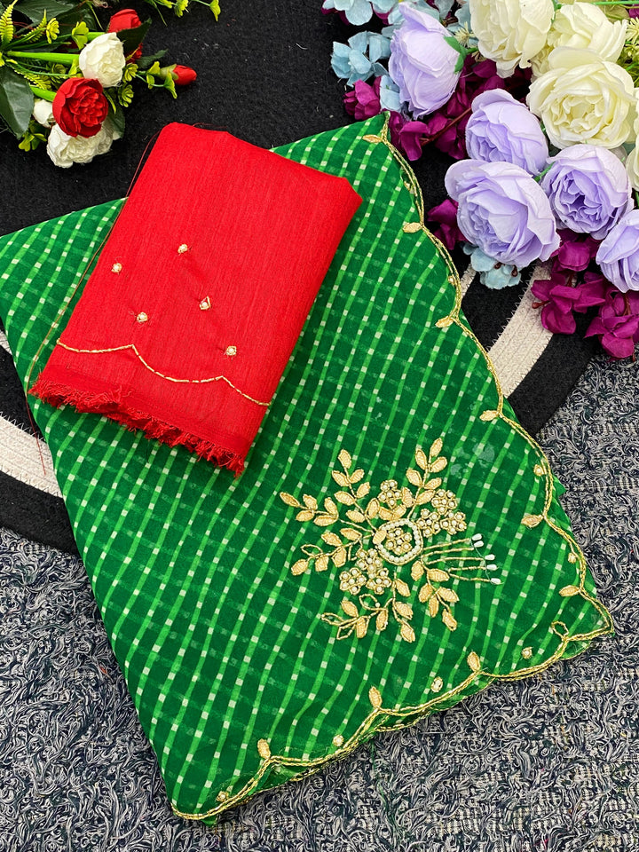 Festive Georgette Leheriya Saree - GREEN
