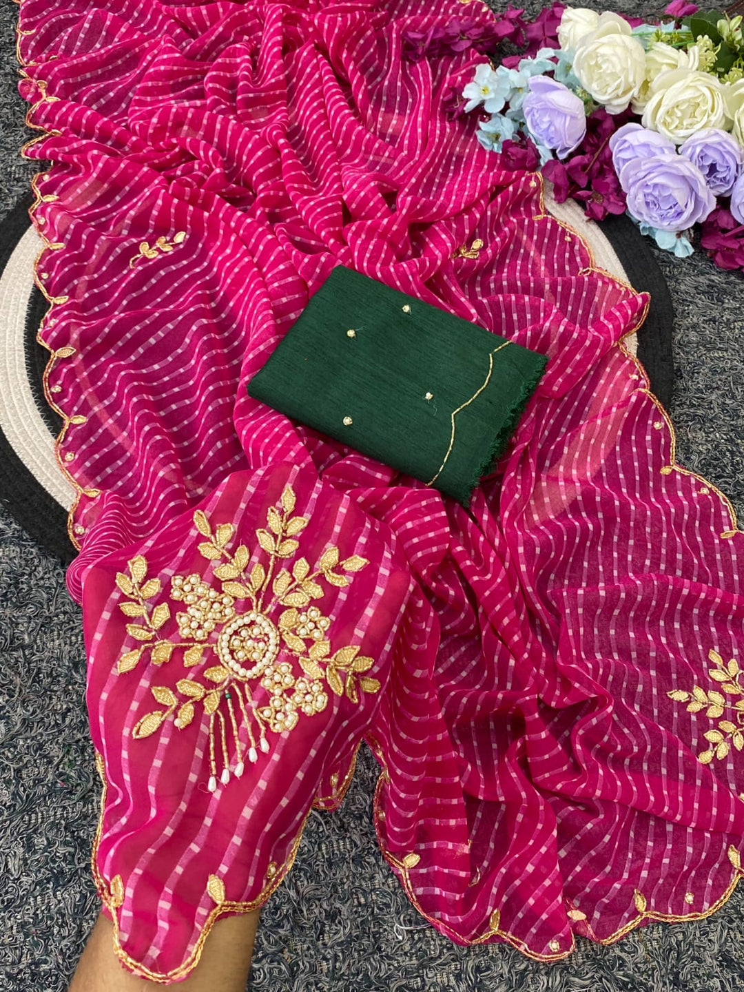 Festive Georgette Leheriya Saree - PINK