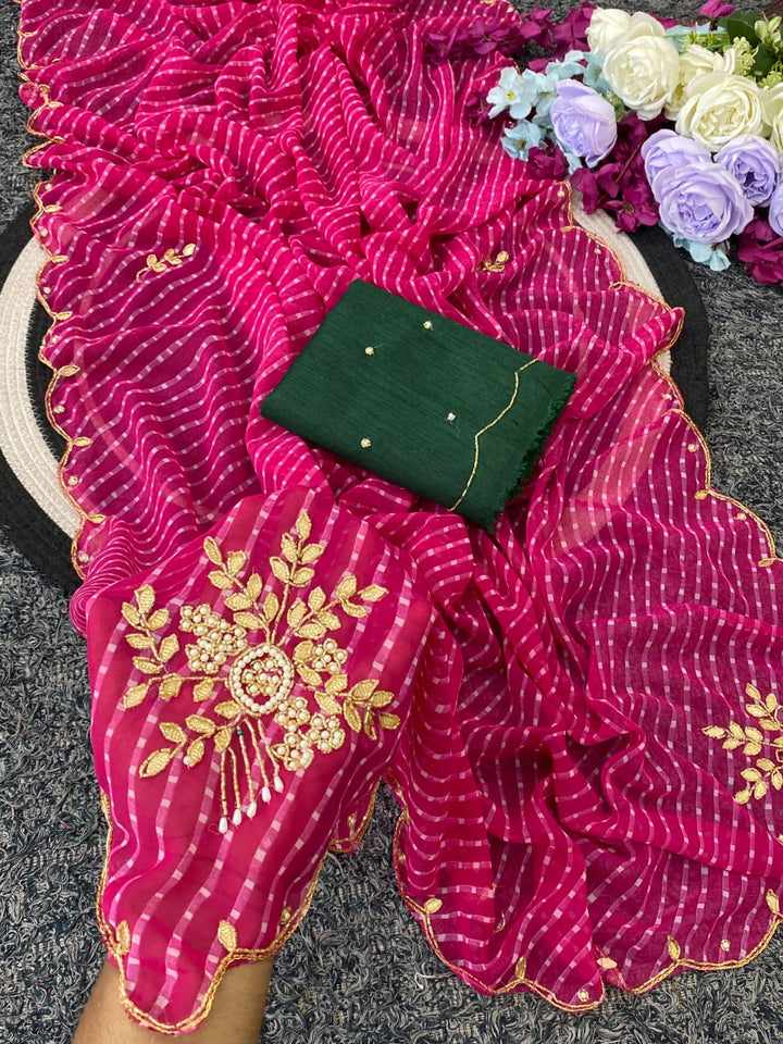 Festive Georgette Leheriya Saree - PINK