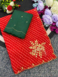 Festive Georgette Leheriya Saree - RED