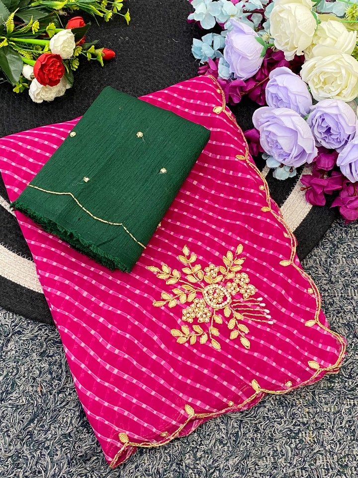Festive Georgette Leheriya Saree - PINK