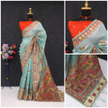 Ethnic Jacquard Silk Saree with Elephant Border  SKY