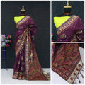 Ethnic Jacquard Silk Saree with Elephant Border WINE