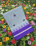 Handloom Cotton Saree with Floral Butta Work SILVER GREY