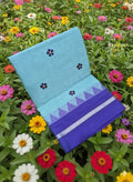 Handloom Cotton Saree with Floral Butta Work BLUE