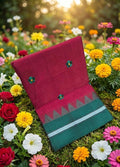 Handloom Cotton Saree with Floral Butta Work  RED