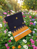 Handloom Cotton Saree with Floral Butta Work BLACK