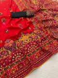 Heritage Soft Silk Saree with Elephant Procession Border & Rich Pallu  RED