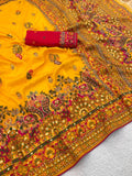 Heritage Soft Silk Saree with Elephant Procession Border & Rich Pallu  YELLOW