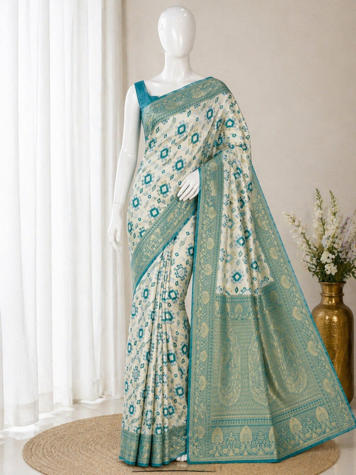 Heritage Ivory Banarasi Saree with Royal Zari Weaving - RAMA