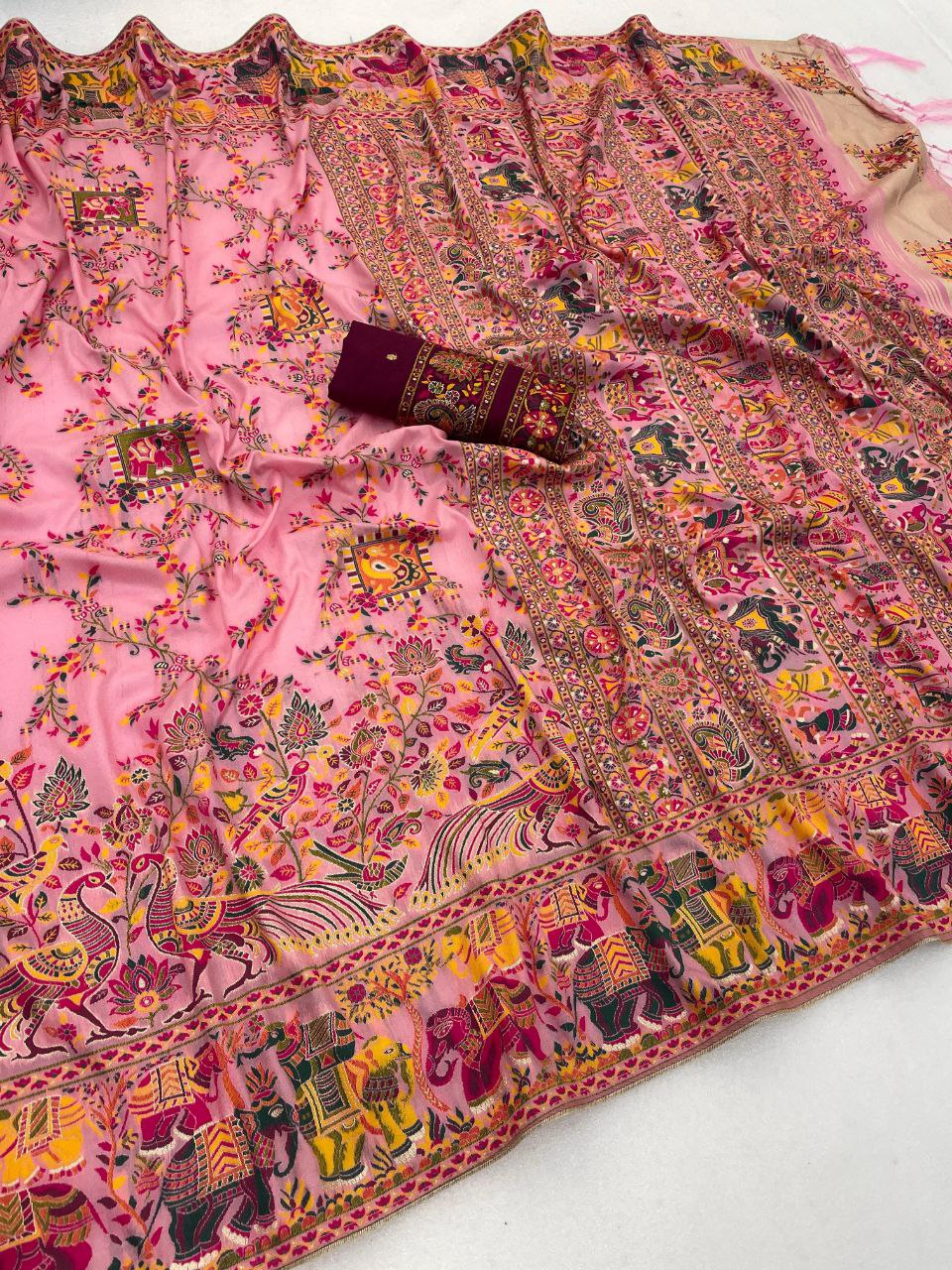 Royal Pashmina Soft Silk Elegance Saree - ROSE PINK