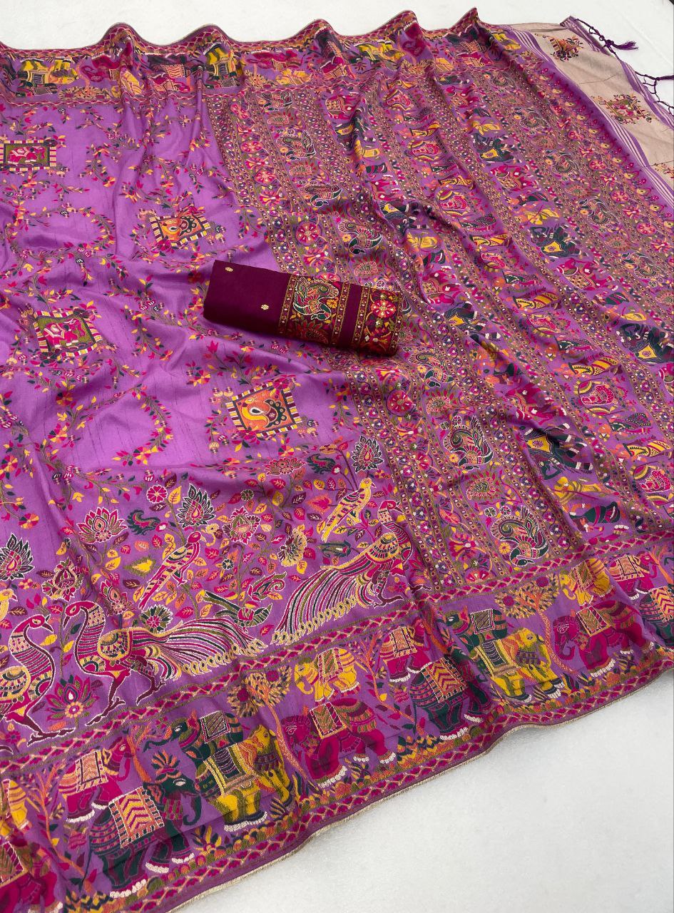 Royal Pashmina Soft Silk Elegance Saree - ORCHIDE PURPLE - 1