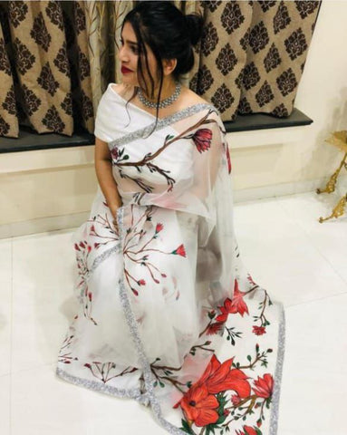 Digital Print Bollywood Organza Saree