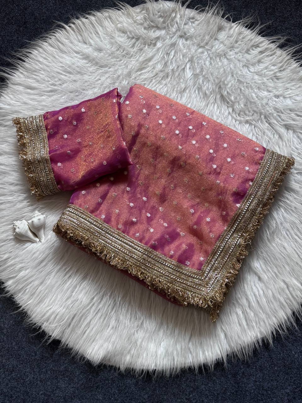 Pink Radiance Shimmer Saree with Luxury Border