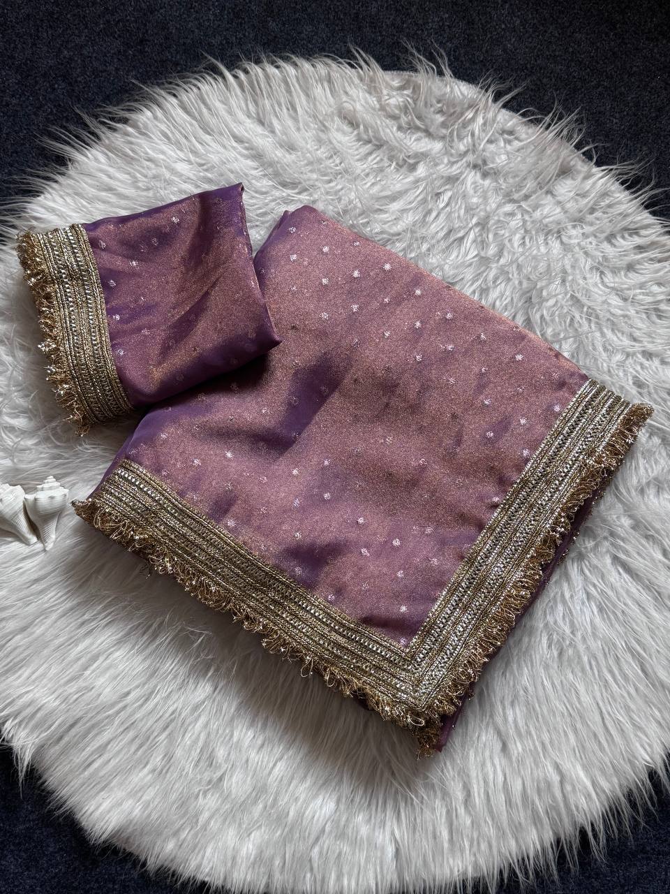Purple Radiance Shimmer Saree with Luxury Border