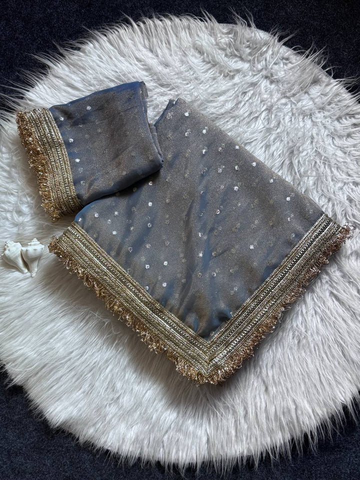 Sky Blue Radiance Shimmer Saree with Luxury Border
