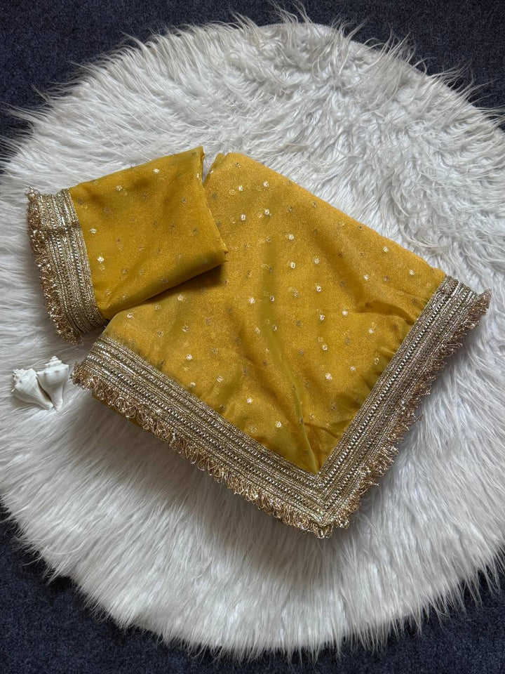 Yellow Radiance Shimmer Saree with Luxury Border