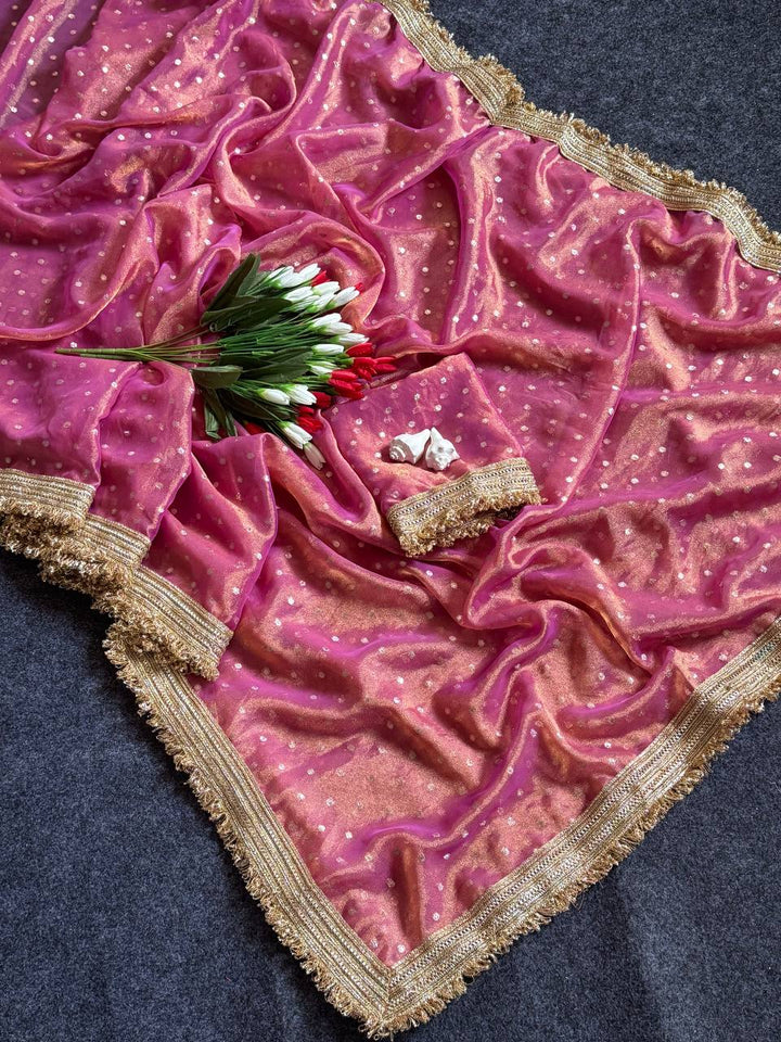 Pink Radiance Shimmer Saree with Luxury Border