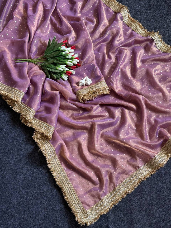 Purple Radiance Shimmer Saree with Luxury Border
