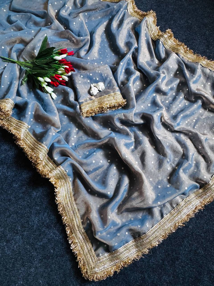 Sky Blue Radiance Shimmer Saree with Luxury Border