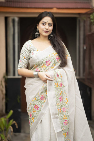 New pure georgette zari chex saree