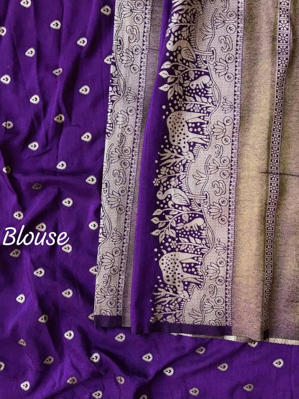 Royal Banarasi Silk Saree with Rich Zari Weaving &amp; Traditional Designer Pallu - PURPLE