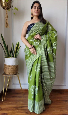 DIGITAL JAIPURI PRINTED PURE COTTON MULMUL SAREE