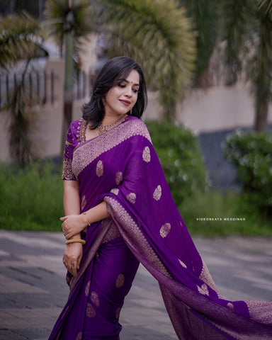 Purple Color Soft Banarasi Silk Saree