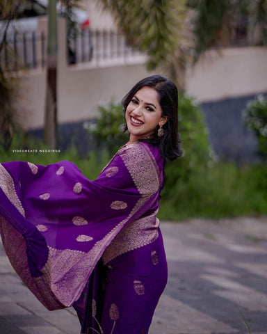 Purple Color Soft Banarasi Silk Saree