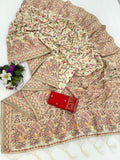 Royal Pashmina Kaju Soft Silk Saree - CREAM