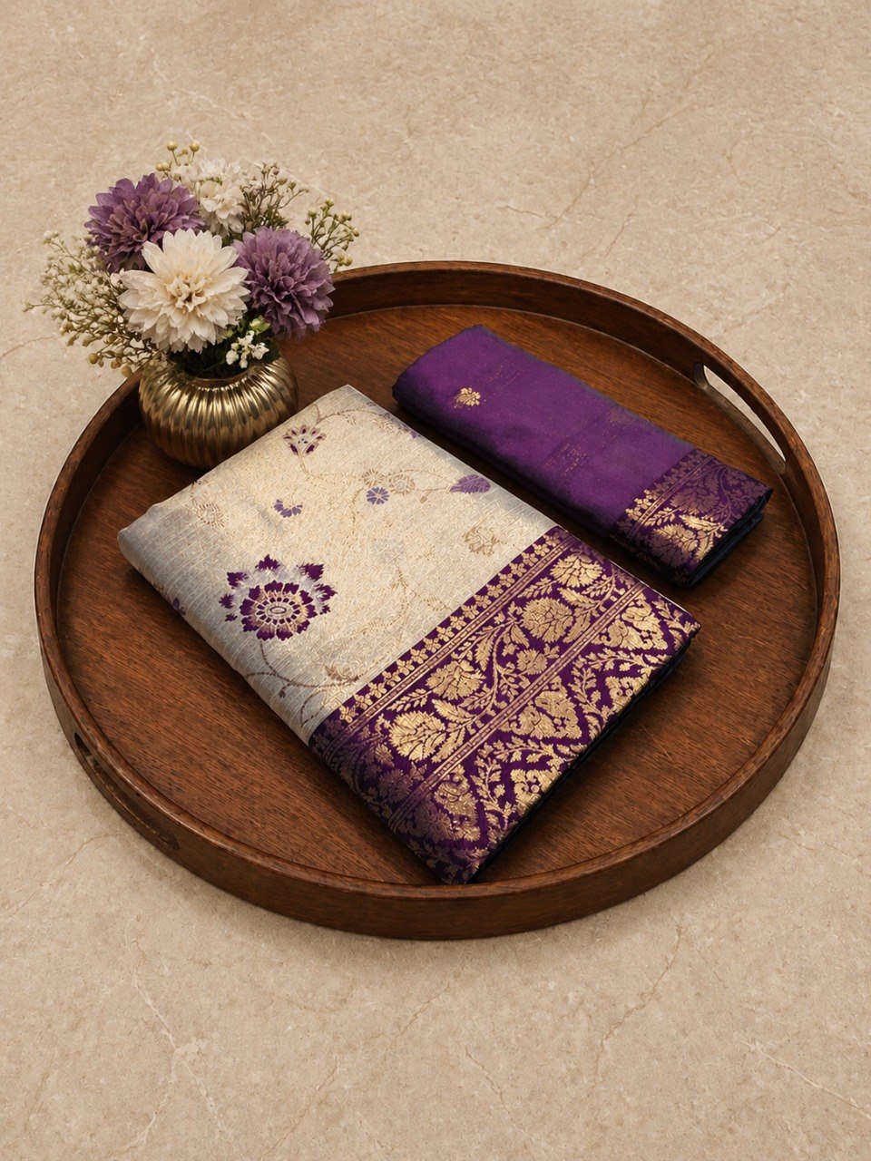Festive Special Banarasi Silk Saree in Royal Ivory Tone - WINE
