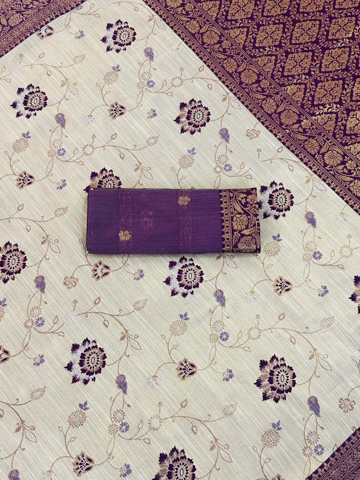 Festive Special Banarasi Silk Saree in Royal Ivory Tone - WINE