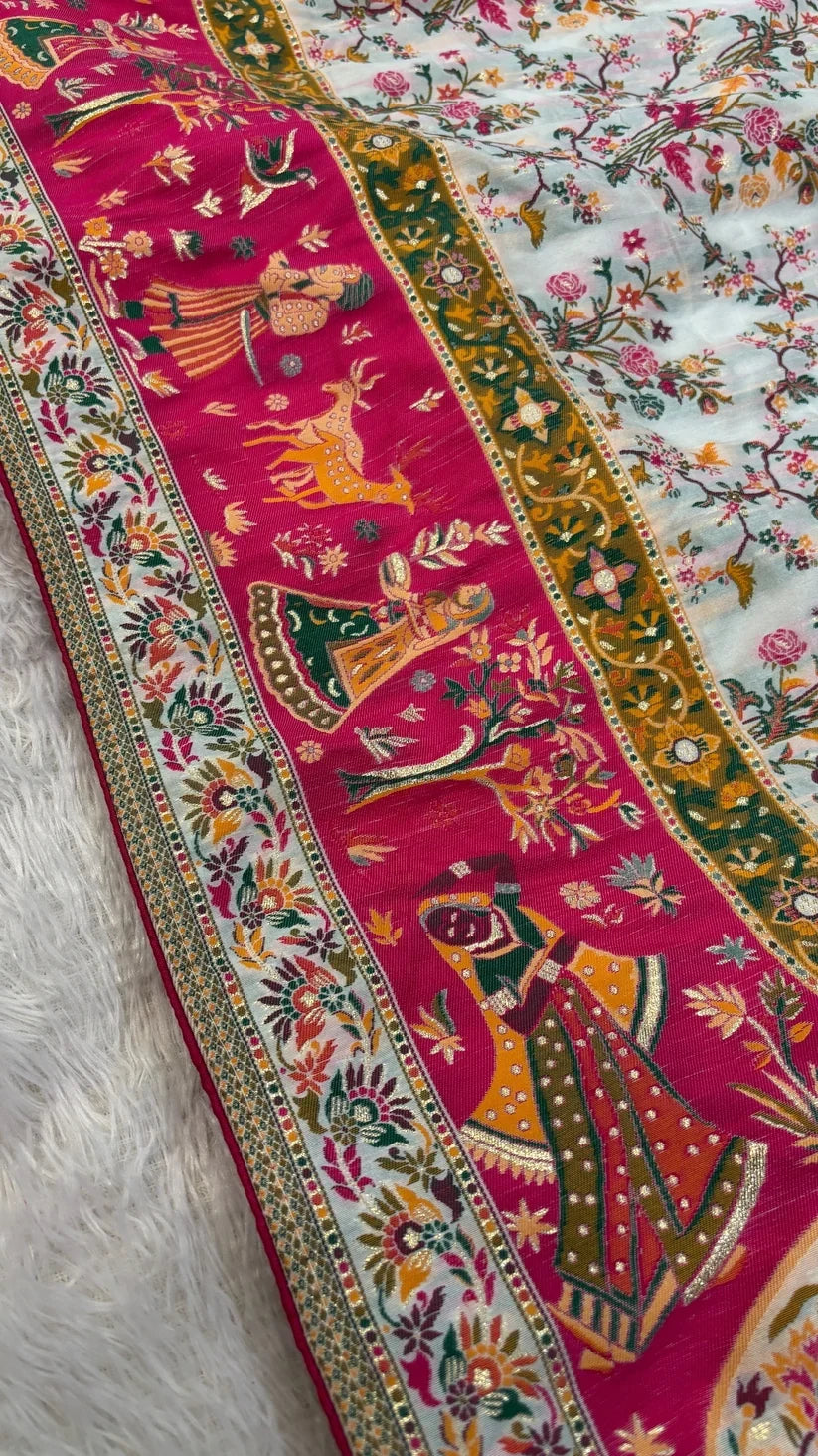 Rajwadi Pashmina Silk Saree