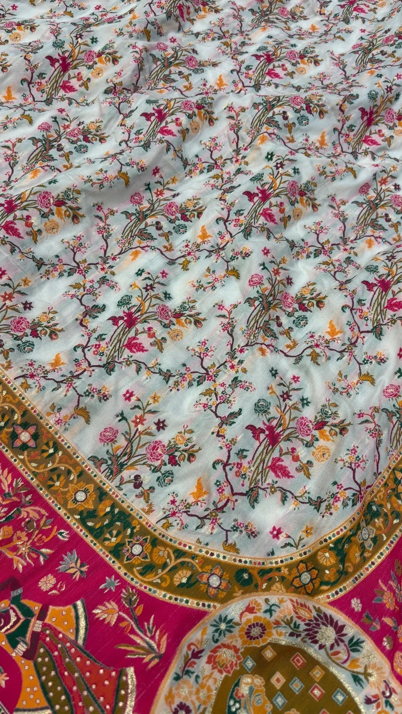 Rajwadi Pashmina Silk Saree