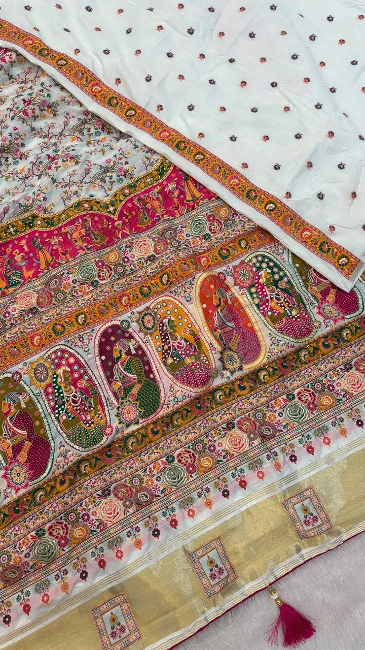 Rajwadi Pashmina Silk Saree