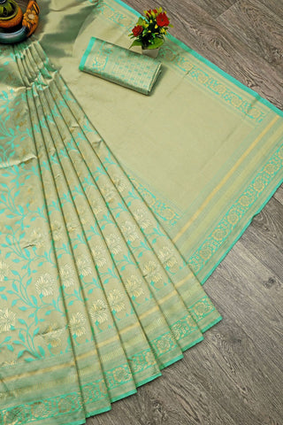 Traditional Kanjivaram Woven Silk Saree With Blouse Piece