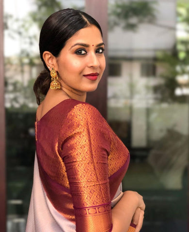 Wedding Wear Kanjivaram Woven Silk Saree With Blouse Piece