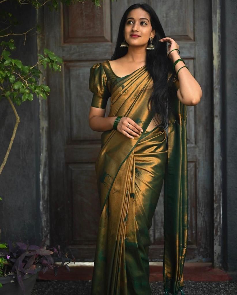 Traditional Kanjivaram Woven Silk Saree With Blouse Piece