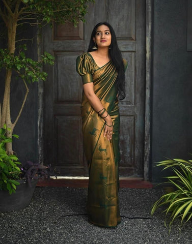 Traditional Kanjivaram Woven Silk Saree With Blouse Piece