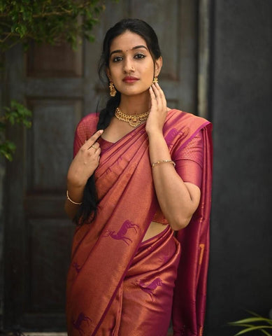 Traditional Kanjivaram Woven Silk Saree With Blouse Piece