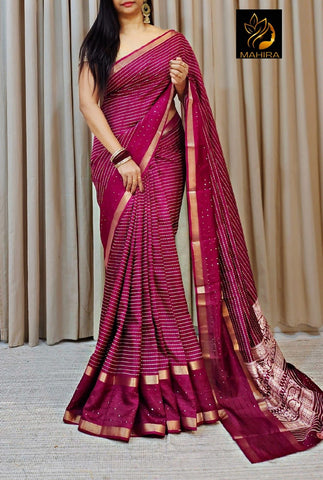 Indigo Blue Colour Dola Silk Saree