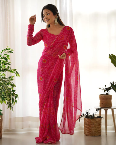 1 Minute Ready To Wear Chiffon Printed  Saree