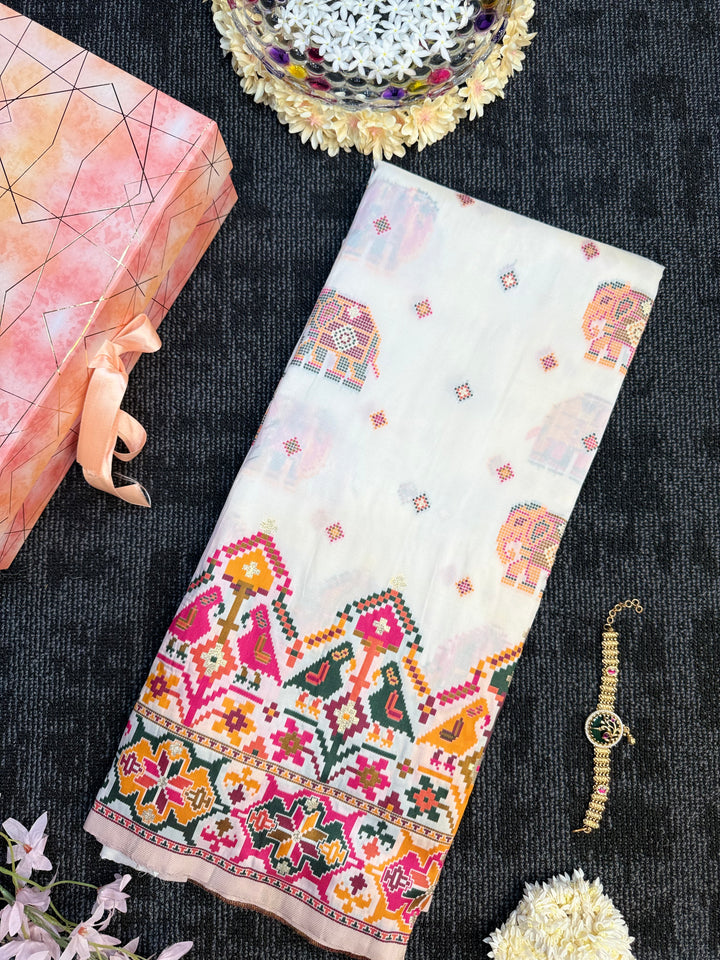 Shahi Rangrez Elephant Motif Designer Pashmina Saree