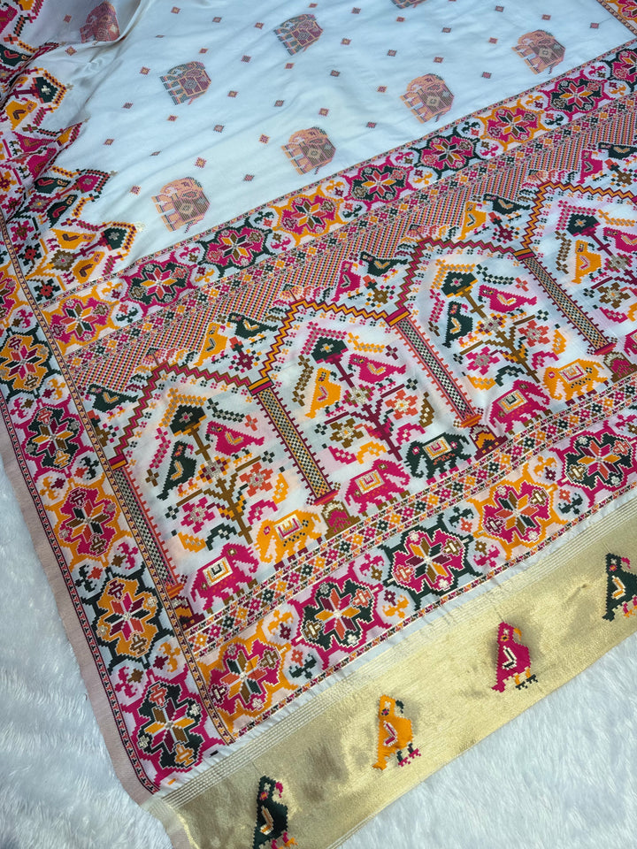 Shahi Rangrez Elephant Motif Designer Pashmina Saree