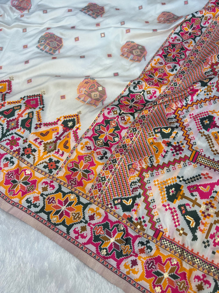 Shahi Rangrez Elephant Motif Designer Pashmina Saree