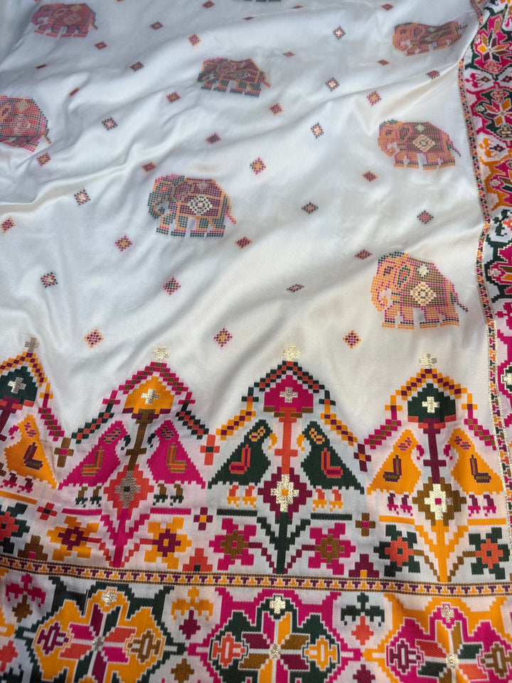Shahi Rangrez Elephant Motif Designer Pashmina Saree