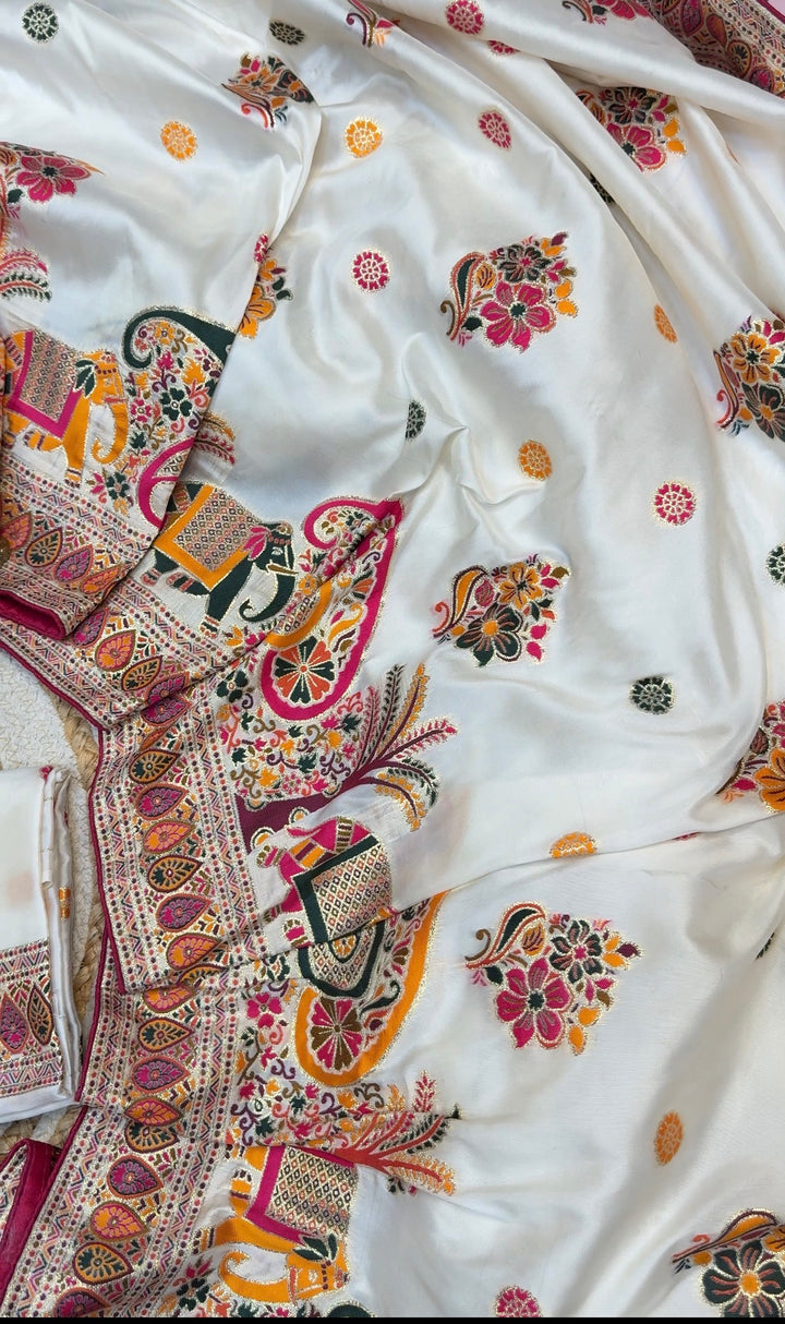Rajwada Rangoli – A Royal Heritage Saree Featuring Exquisite Paisley, Floral &amp; Elephant Motifs